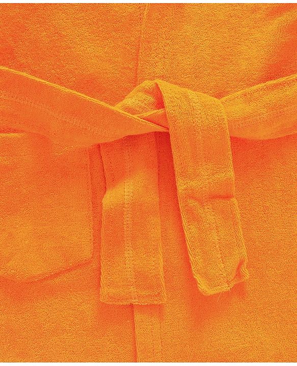 Babyhug Cotton Knit Full Sleeves Hooded Bath Robe Text Embroidery - Orange