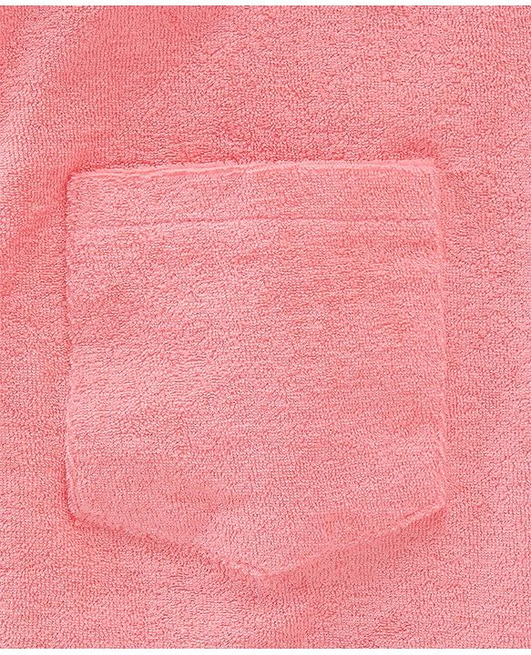 Babyhug Cotton Knit Full Sleeves Hooded Bath Robe Kitten Design - Pink