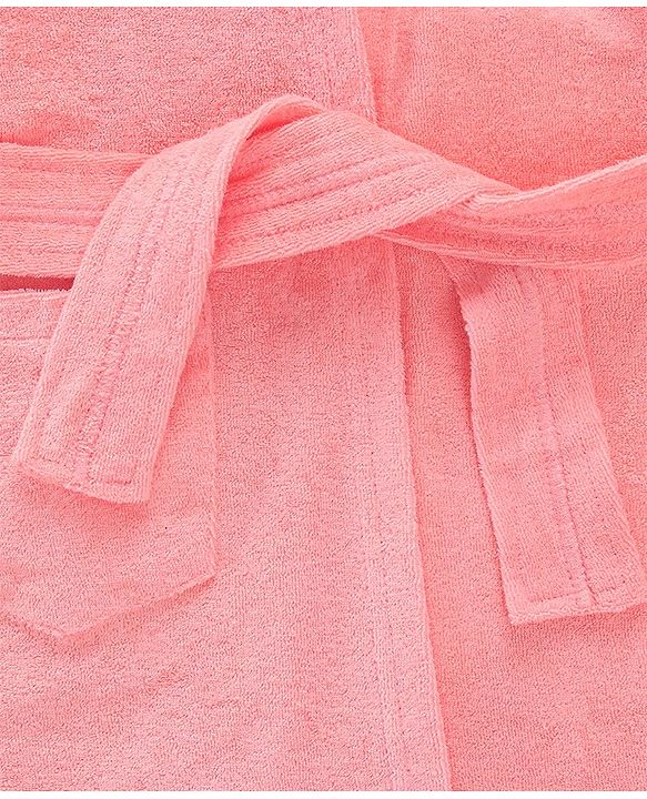 Babyhug Cotton Knit Full Sleeves Hooded Bath Robe Kitten Design - Pink
