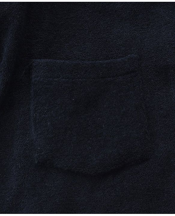 Babyhug Cotton Knit Full Sleeves Hooded Bath Robe Dolphin Patch - Navy Blue