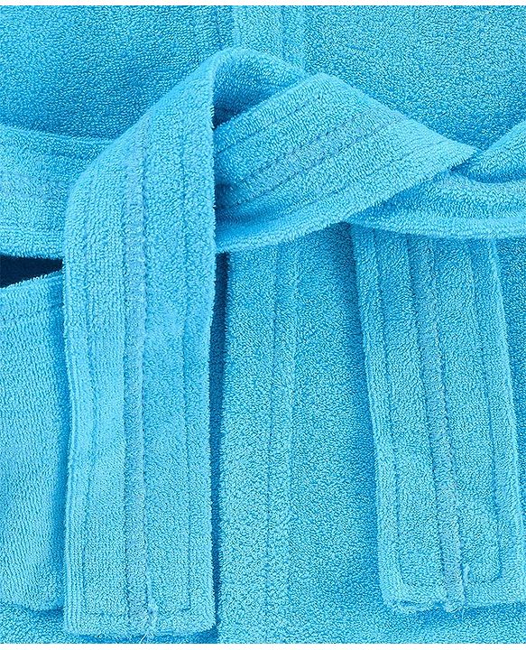 Babyhug Cotton Full Sleeves Hooded Bath Robe with Lion Embroidery - Blue