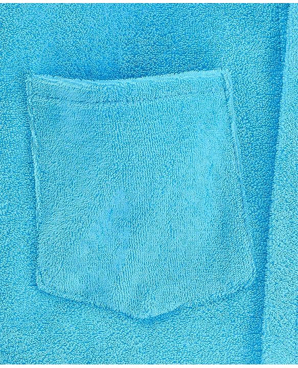 Babyhug Cotton Full Sleeves Hooded Bath Robe with Lion Embroidery - Blue