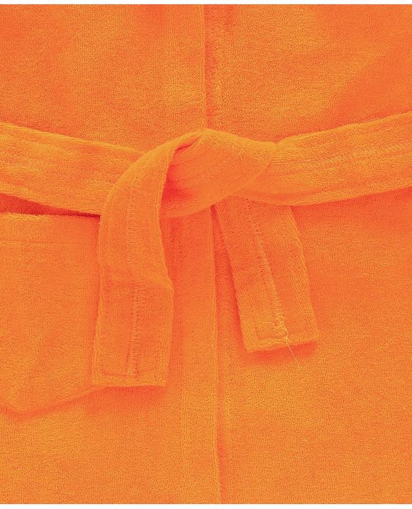 Babyhug Cotton Knit Full Sleeves Hooded Bath Robe Frog Patch - Orange