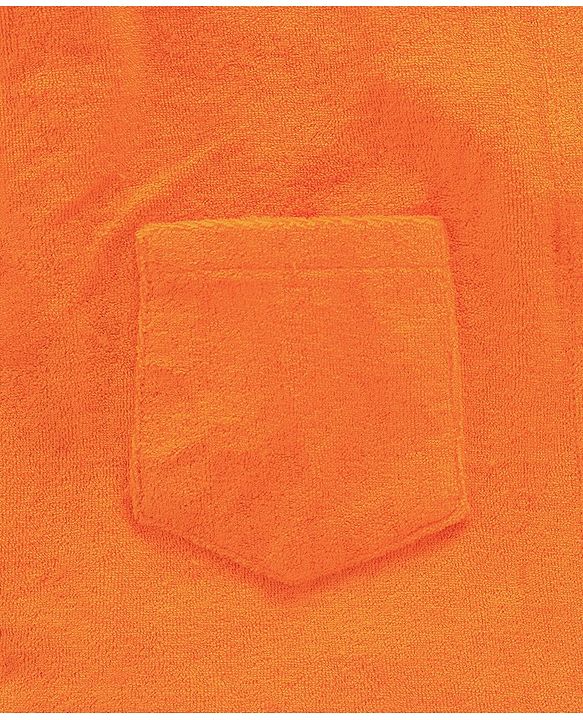 Babyhug Cotton Knit Full Sleeves Hooded Bath Robe Frog Patch - Orange