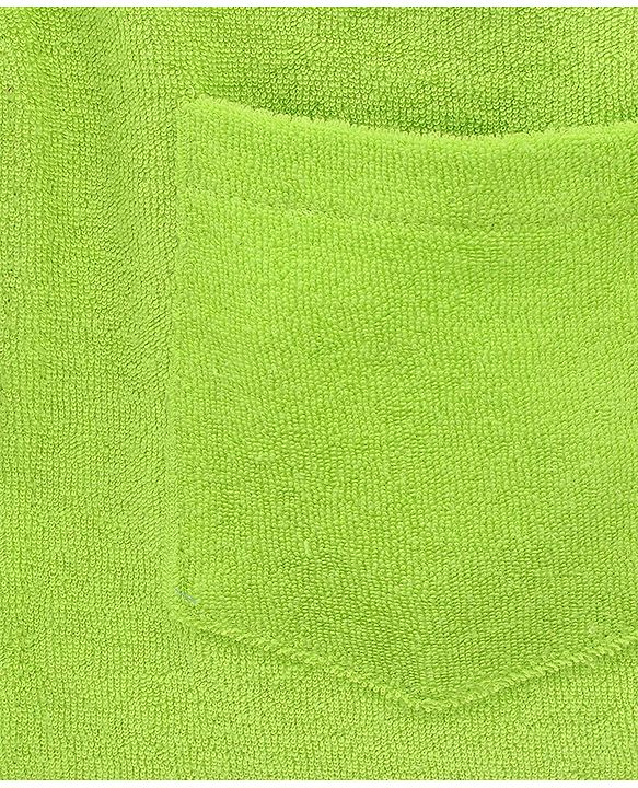 Babyhug Cotton Knit Full Sleeves Hooded Bath Robe Giraffe Embroidery - Green