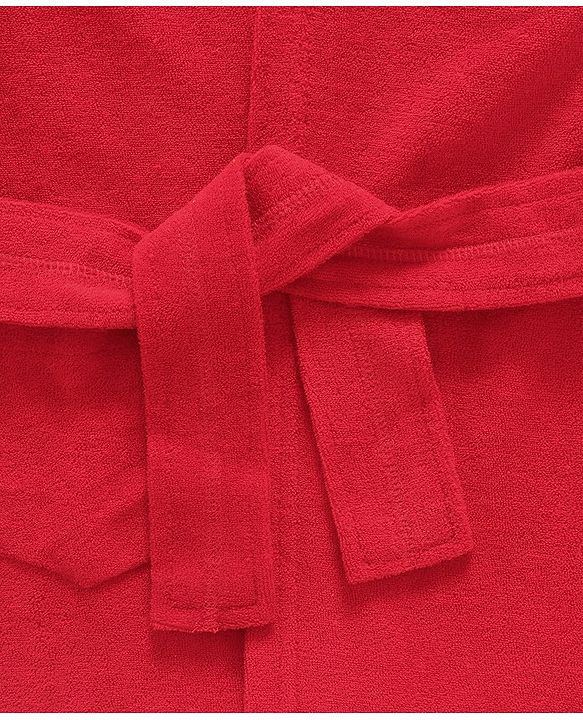 Babyhug Cotton Knit Full Sleeves Hooded Bath Robe Whale Patch -Red