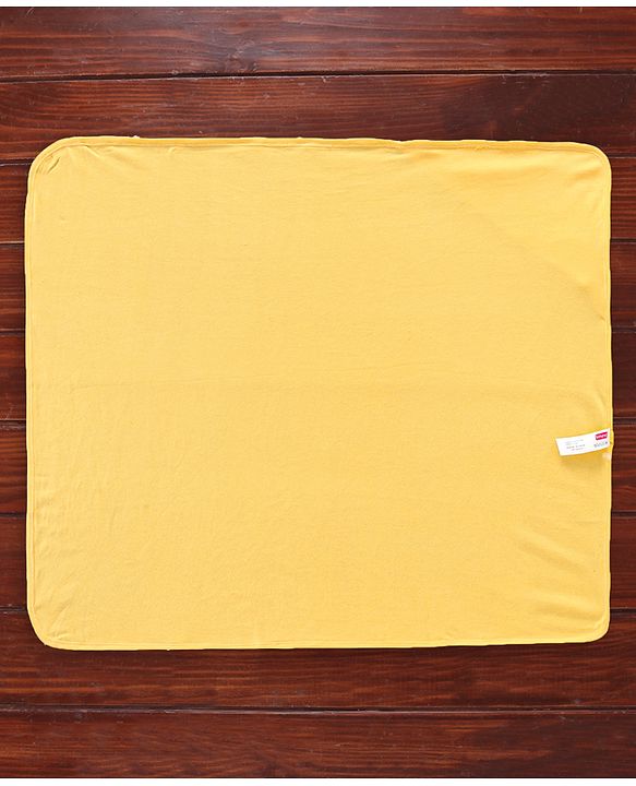 Babyhug Cotton Terry Knit Towel with Hood Lion Applique L 76.2 x B 76.2 cm - Yellow