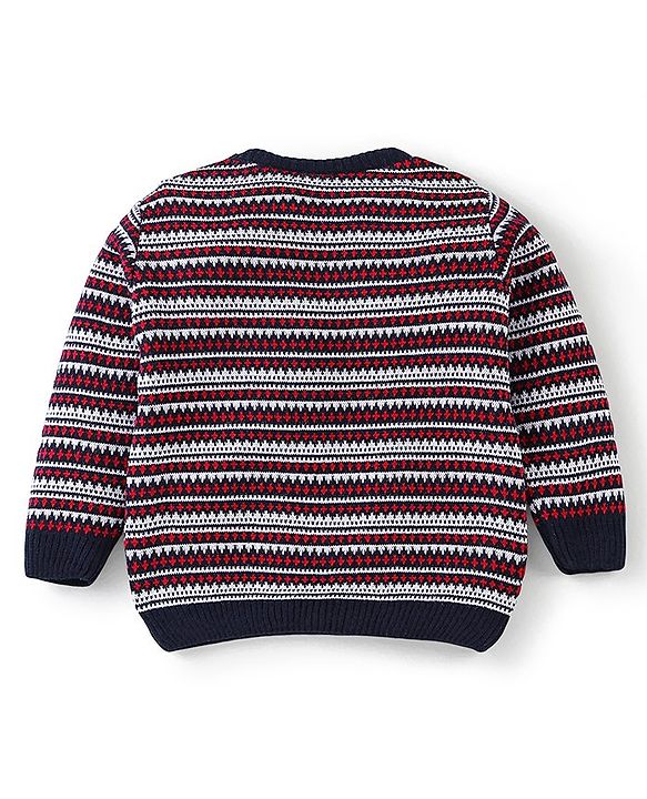 Babyhug Knit Full Sleeves Baby Sweater Set Intarsia Design - Multicolor
