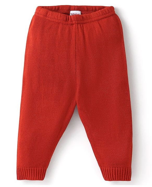 Babyhug Knit Full Sleeves Baby Sweater Set Argyle Design - Orange