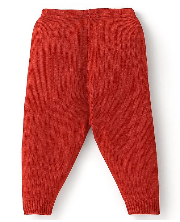Babyhug Knit Full Sleeves Baby Sweater Set Argyle Design - Orange