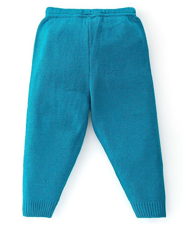Babyhug Knitted Full Sleeves Anastasia Design Sweater Set - Aqua Blue