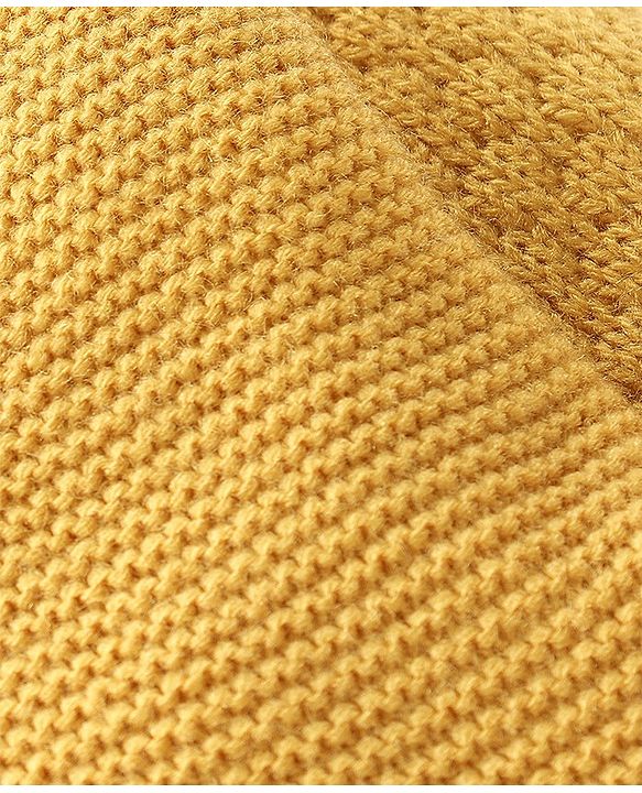 Babyhug Knitted Full Sleeves Solid Front Open Hooded Sweater & Pajama Set - Yellow