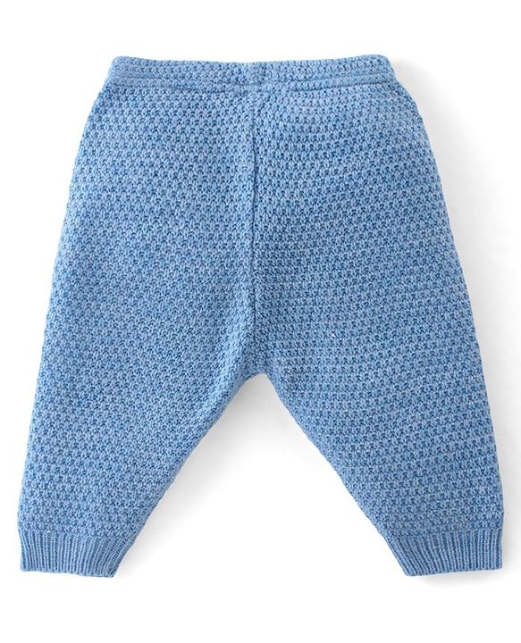 Babyhug Knit Full Sleeves Color Block Hooded Sweater Set - Grey & Blue