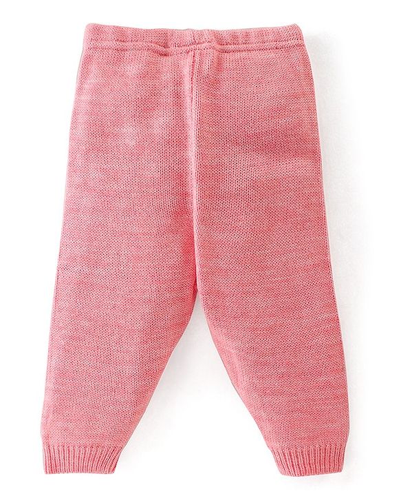 Babyhug Knitted Full Sleeves Sweater Set with Cable Knit Design - Pink
