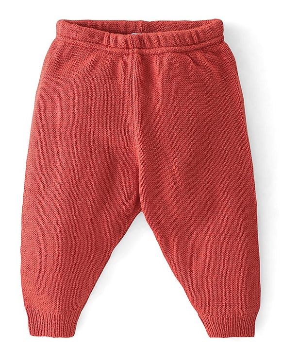 Babyhug Knitted Full Sleeves Sweater Set with Stripe Design - White & Red