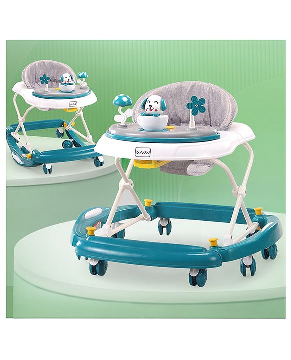 Babyhug Puppy 2 in 1 Walker Cum Rocker with 3 Adjustable Height & Musical Play Tray With Light - Blue