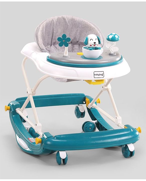 Babyhug Puppy 2 in 1 Walker Cum Rocker with 3 Adjustable Height & Musical Play Tray With Light - Blue