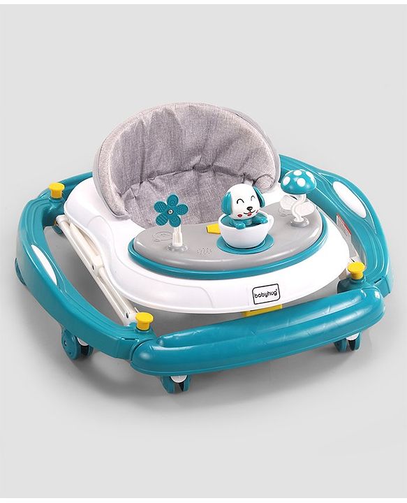 Babyhug Puppy 2 in 1 Walker Cum Rocker with 3 Adjustable Height & Musical Play Tray With Light - Blue