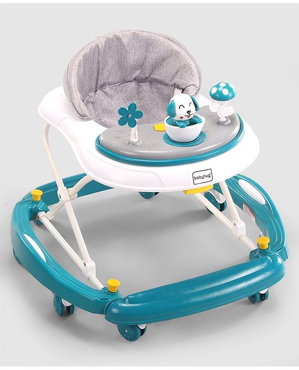Babyhug Puppy 2 in 1 Walker Cum Rocker with 3 Adjustable Height & Musical Play Tray With Light - Blue