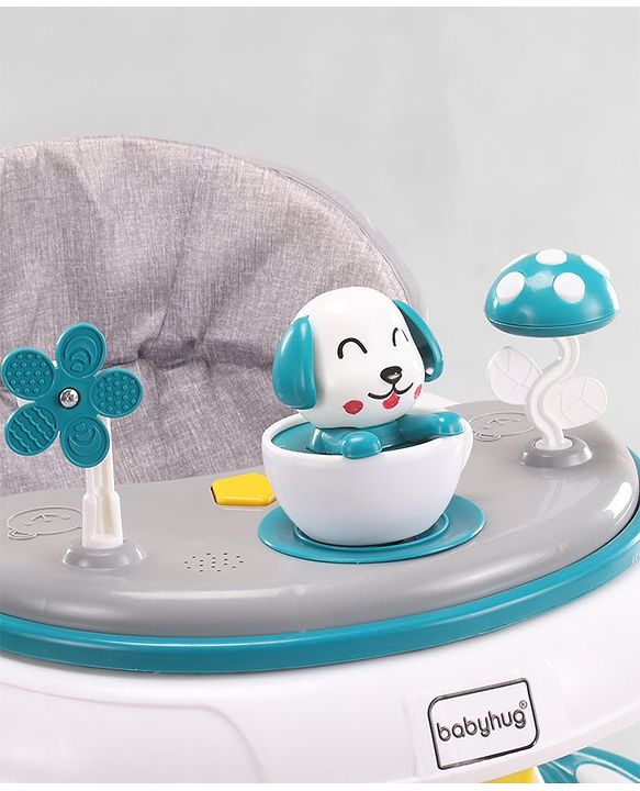 Babyhug Puppy 2 in 1 Walker Cum Rocker with 3 Adjustable Height & Musical Play Tray With Light - Blue