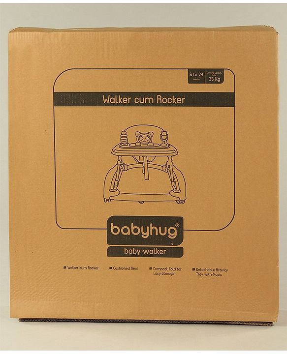 Babyhug Puppy 2 in 1 Walker Cum Rocker with 3 Adjustable Height & Musical Play Tray With Light - Blue