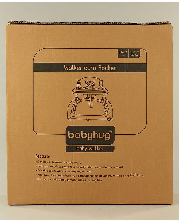 Babyhug Puppy 2 in 1 Walker Cum Rocker with 3 Adjustable Height & Musical Play Tray With Light - Blue