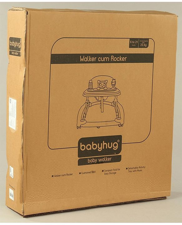 Babyhug Puppy 2 in 1 Walker Cum Rocker with 3 Adjustable Height & Musical Play Tray With Light - Blue
