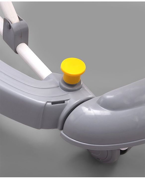 Babyhug Panda 2 In 1 Walker Cum Rocker With 3 Adjustable Height & Musical Play Tray With Lights-Grey| Smooth Swivel Wheels| BIS Certified| Comfortable Seat| Removable Toys