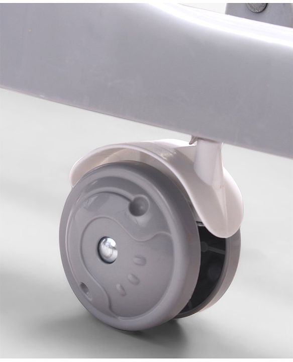 Babyhug Panda 2 In 1 Walker Cum Rocker With 3 Adjustable Height & Musical Play Tray With Lights-Grey| Smooth Swivel Wheels| BIS Certified| Comfortable Seat| Removable Toys