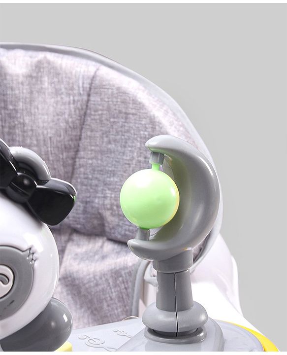 Babyhug Panda 2 In 1 Walker Cum Rocker With 3 Adjustable Height & Musical Play Tray With Lights-Grey| Smooth Swivel Wheels| BIS Certified| Comfortable Seat| Removable Toys
