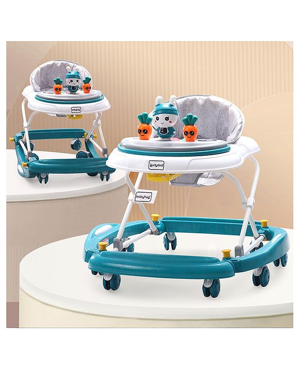 Babyhug Bunny 2 In 1 Walker Cum Rocker With 3 Adjustable Height & Musical Play Tray With Lights-Blue