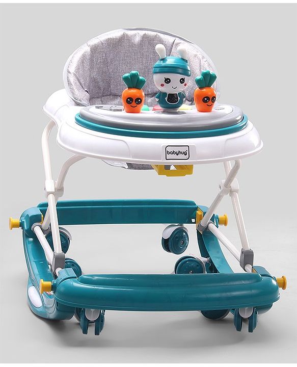 Babyhug Bunny 2 In 1 Walker Cum Rocker With 3 Adjustable Height & Musical Play Tray With Lights-Blue
