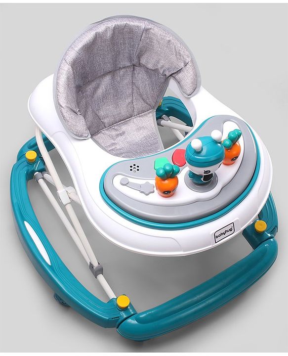 Babyhug Bunny 2 In 1 Walker Cum Rocker With 3 Adjustable Height & Musical Play Tray With Lights-Blue