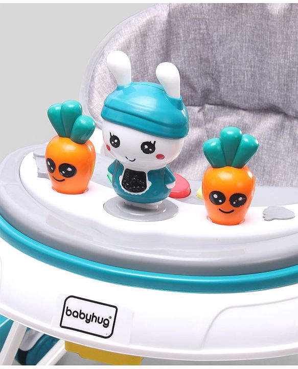Babyhug Bunny 2 In 1 Walker Cum Rocker With 3 Adjustable Height & Musical Play Tray With Lights-Blue