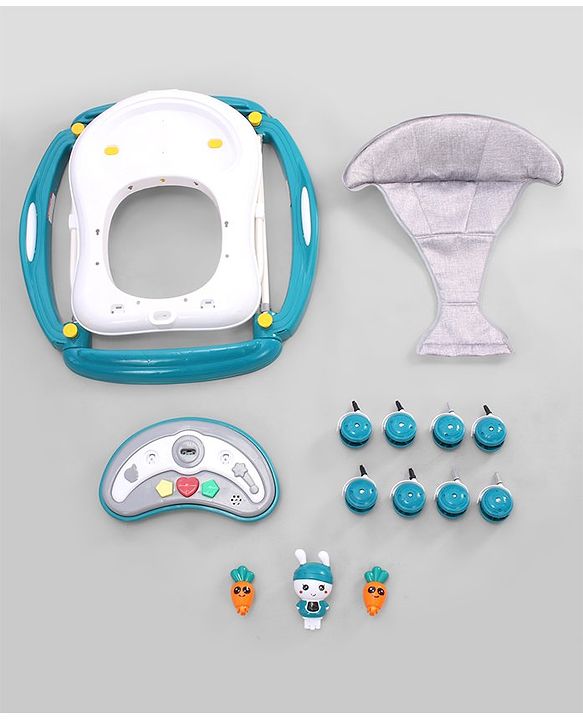 Babyhug Bunny 2 In 1 Walker Cum Rocker With 3 Adjustable Height & Musical Play Tray With Lights-Blue