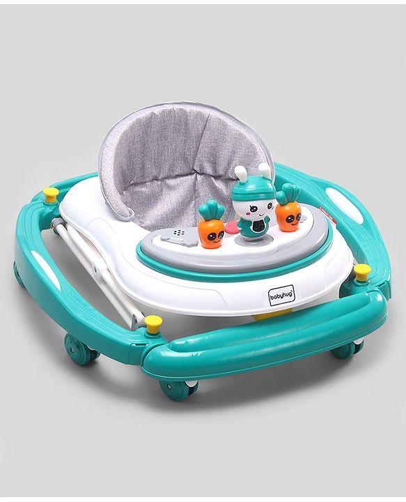 Babyhug Bunny 2 In 1 Walker Cum Rocker With 3 Adjustable Height & Musical Play Tray With Lights-Blue