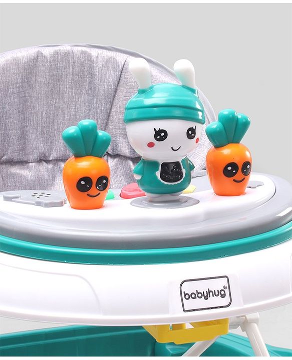 Babyhug Bunny 2 In 1 Walker Cum Rocker With 3 Adjustable Height & Musical Play Tray With Lights-Blue