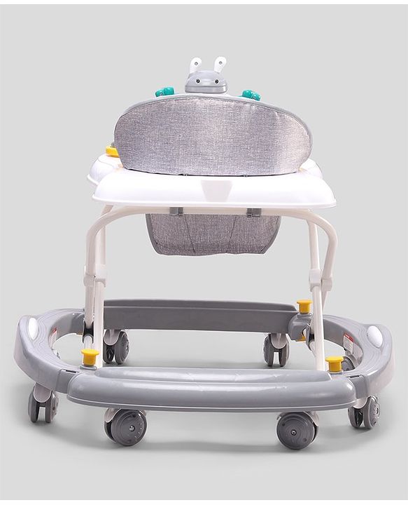 Babyhug Bunny 2 In 1 Walker Cum Rocker With 3 Adjustable Height & Musical Play Tray With Lights-Grey| Cushion Seat| Smooth Swivel Wheels| Foldable