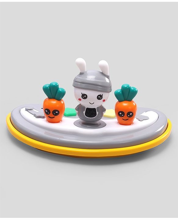 Babyhug Bunny 2 In 1 Walker Cum Rocker With 3 Adjustable Height & Musical Play Tray With Lights-Grey| Cushion Seat| Smooth Swivel Wheels| Foldable