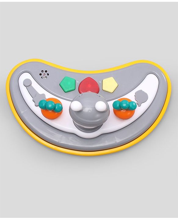 Babyhug Bunny 2 In 1 Walker Cum Rocker With 3 Adjustable Height & Musical Play Tray With Lights-Grey| Cushion Seat| Smooth Swivel Wheels| Foldable