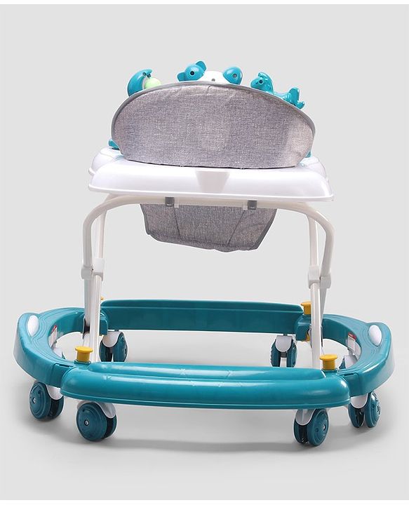 Babyhug Panda 2 In 1 Walker Cum Rocker With 3 Adjustable Height & Musical Play Tray With Lights-Grey| Smooth Swivel Wheels| BIS Certified| Comfortable Seat| Removable Toys