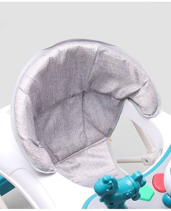 Babyhug Panda 2 In 1 Walker Cum Rocker With 3 Adjustable Height & Musical Play Tray With Lights-Grey| Smooth Swivel Wheels| BIS Certified| Comfortable Seat| Removable Toys
