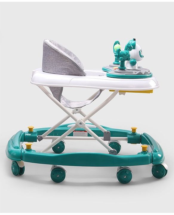 Babyhug Panda 2 In 1 Walker Cum Rocker With 3 Adjustable Height & Musical Play Tray With Lights-Grey| Smooth Swivel Wheels| BIS Certified| Comfortable Seat| Removable Toys