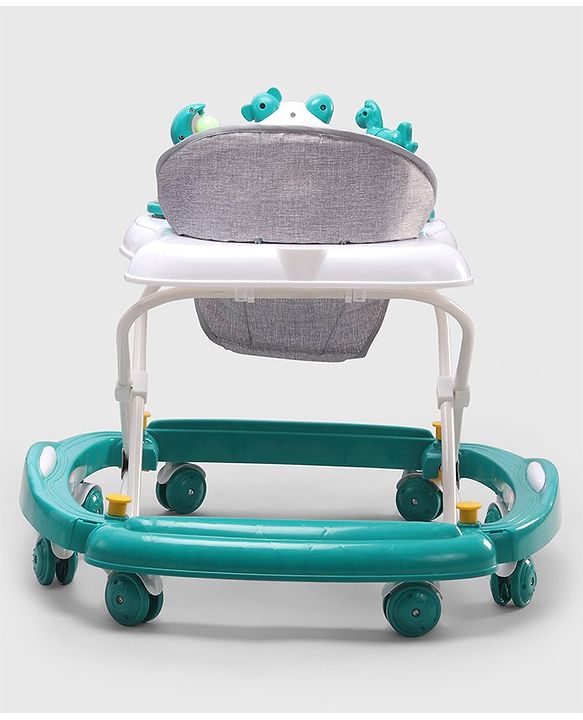 Babyhug Panda 2 In 1 Walker Cum Rocker With 3 Adjustable Height & Musical Play Tray With Lights-Grey| Smooth Swivel Wheels| BIS Certified| Comfortable Seat| Removable Toys