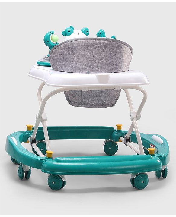 Babyhug Panda 2 In 1 Walker Cum Rocker With 3 Adjustable Height & Musical Play Tray With Lights-Grey| Smooth Swivel Wheels| BIS Certified| Comfortable Seat| Removable Toys