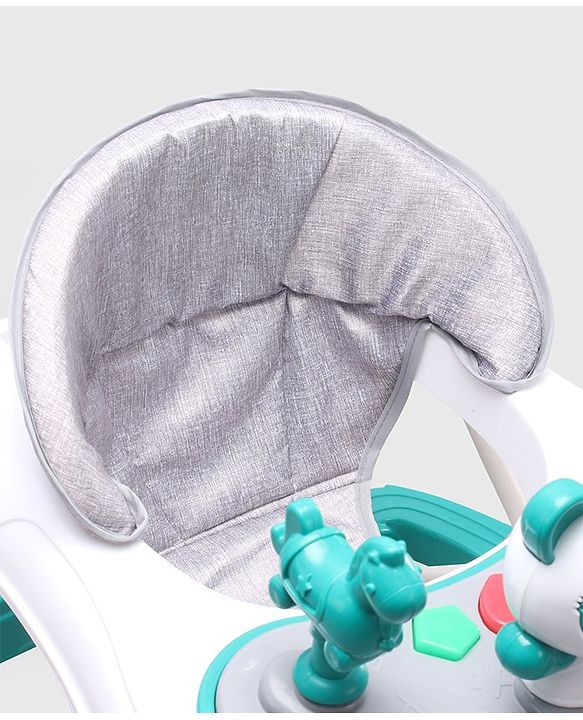 Babyhug Panda 2 In 1 Walker Cum Rocker With 3 Adjustable Height & Musical Play Tray With Lights-Grey| Smooth Swivel Wheels| BIS Certified| Comfortable Seat| Removable Toys
