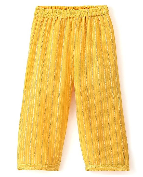 Babyhug Woven Sleeveless Sequin Embroidered Top & Pant Set with Dupatta- Yellow