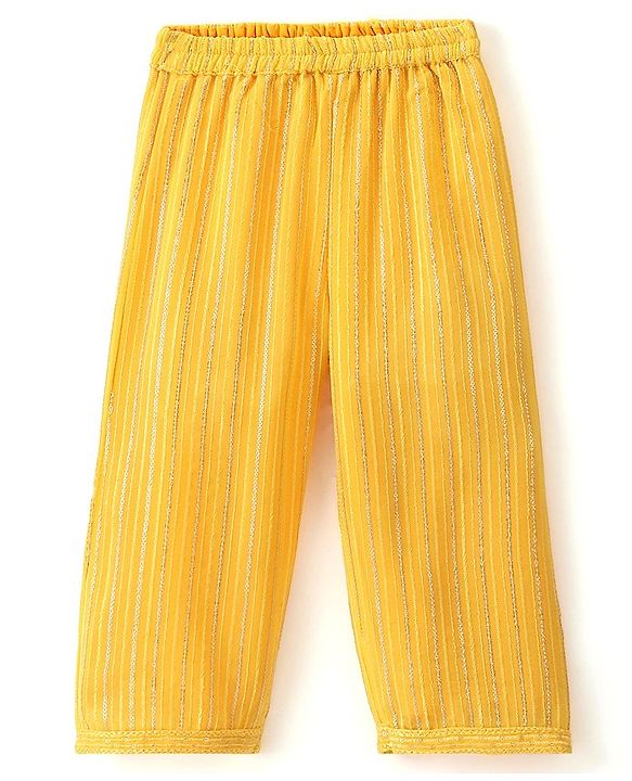 Babyhug Woven Sleeveless Sequin Embroidered Top & Pant Set with Dupatta- Yellow
