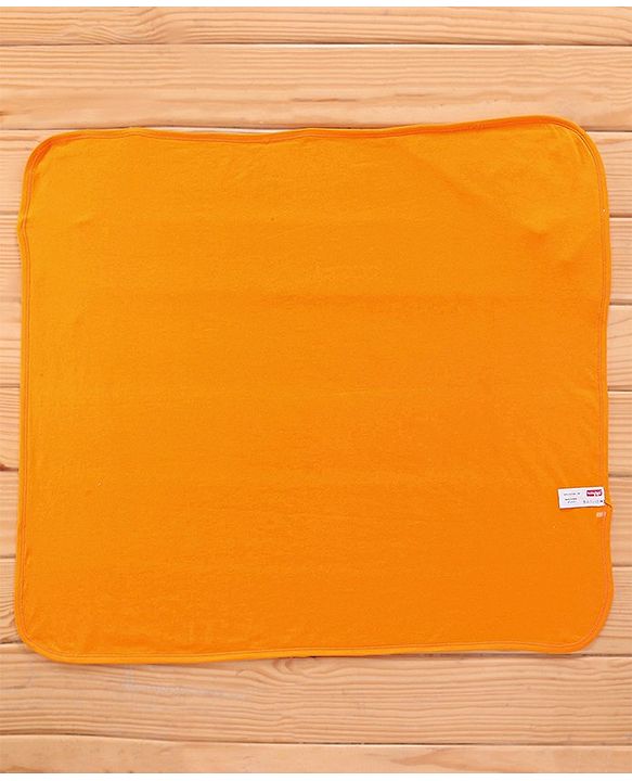 Babyhug Terry Knit Hooded Bath Towel Text & Kitty Embroidery L 76 x B 76 cm - Orange