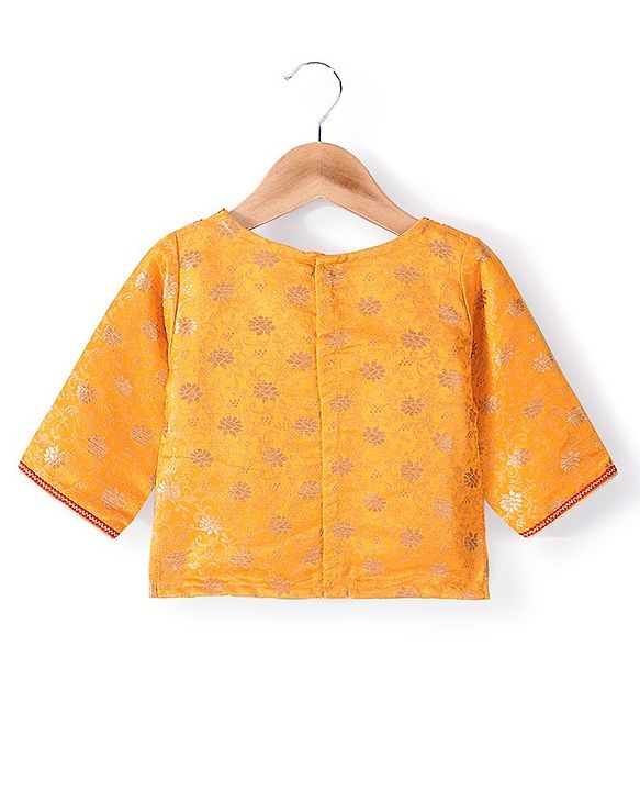 Babyhug Woven Three Fourth Lehenga Choli And Dupatta Floral Embroidered - Orange & Red